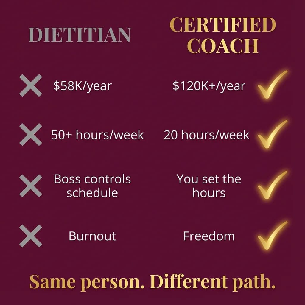 Traditional job vs Nutrition Coaching comparison